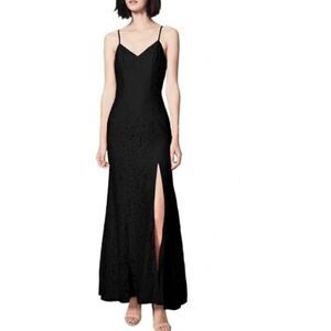 Fame and Partners Lupin Black Lace Maxi Gown with Slit in Size 8